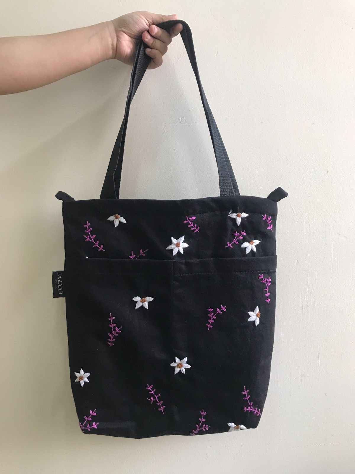 Hand embroidered tote bag