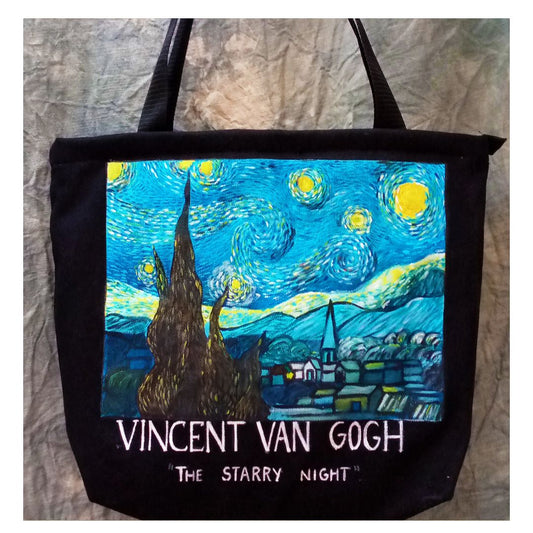 van gogh ( starry night ) tote bag with features