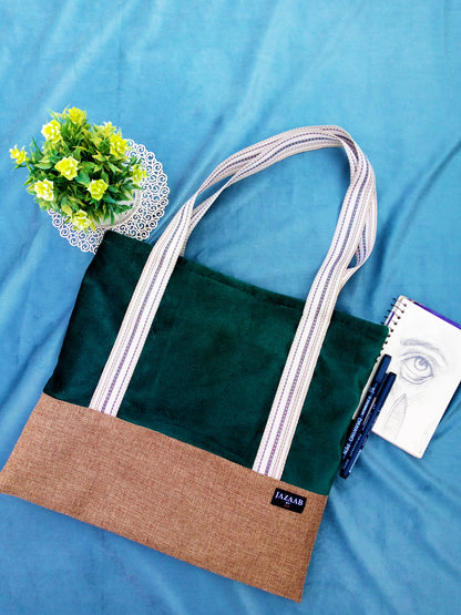 Zipper Velvet tote with features