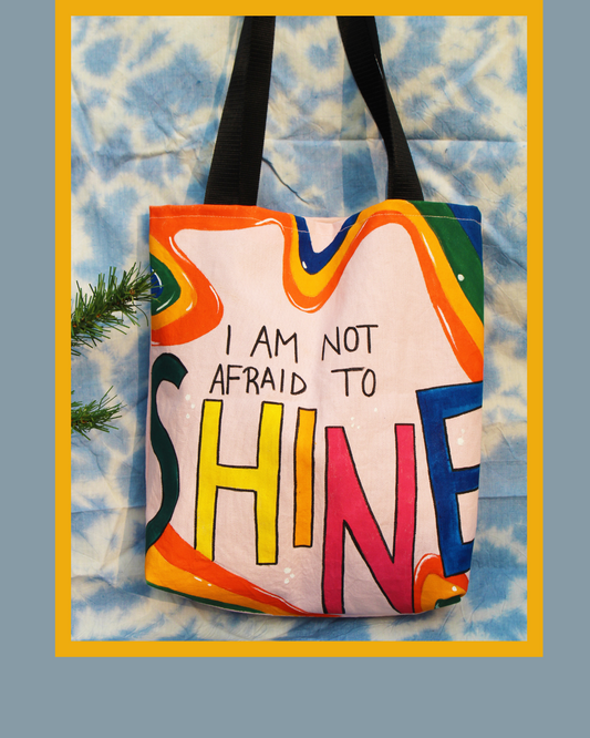shine bright tote bag with features